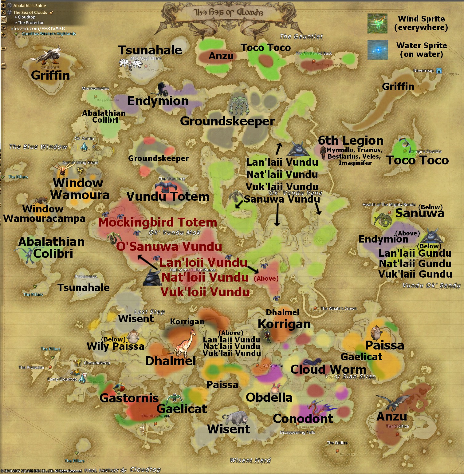 Monsters Location Maps: The Sea Of Clouds – Aleczan's New Diary (ffxiv 